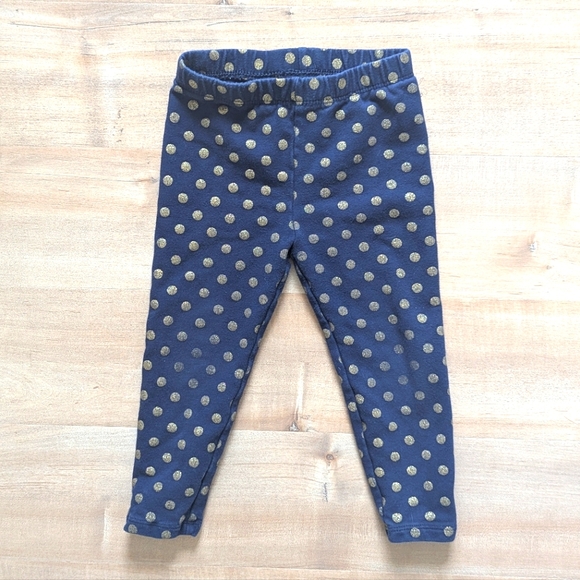 babyGAP Navy Leggings with Gold Metallic Polka Dots - Size 2T - Picture 2 of 6